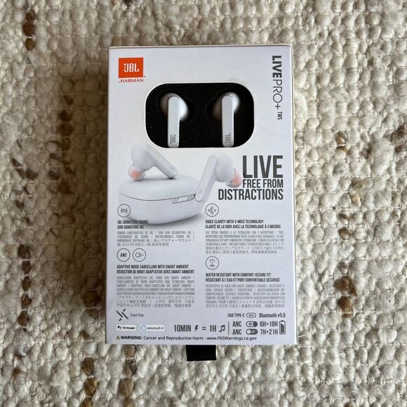 JBL Live PRO+ TWS Wireless Bluetooth Noise Cancelling Headphones White Case Buds - Picture 2 of 10